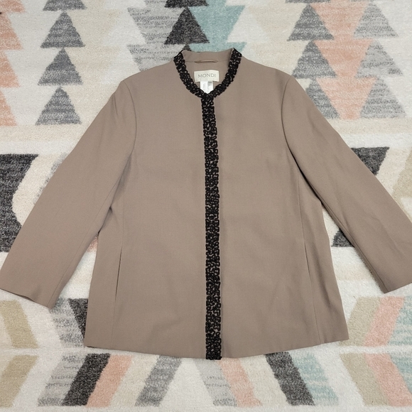 Mondi Virgin Wool Taupe Blazer Jacket Size 42 - Picture 1 of 9